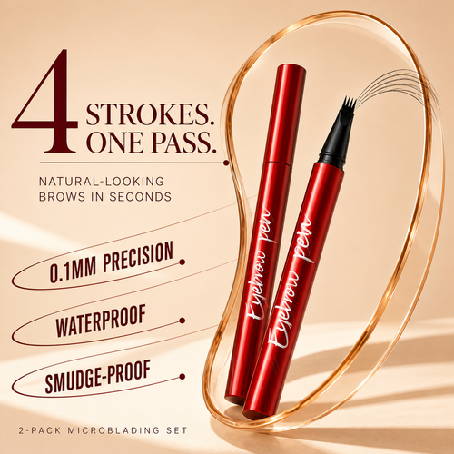 2-pack 4-tip microblading brow pen — four strokes in one pass