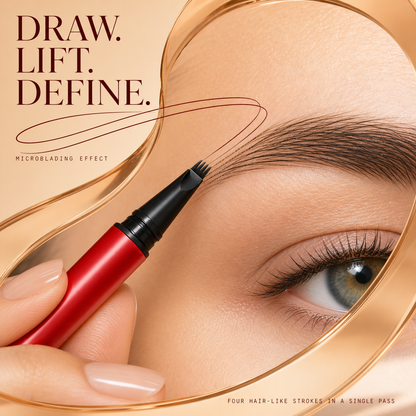 Four-tip brow pen application detail
