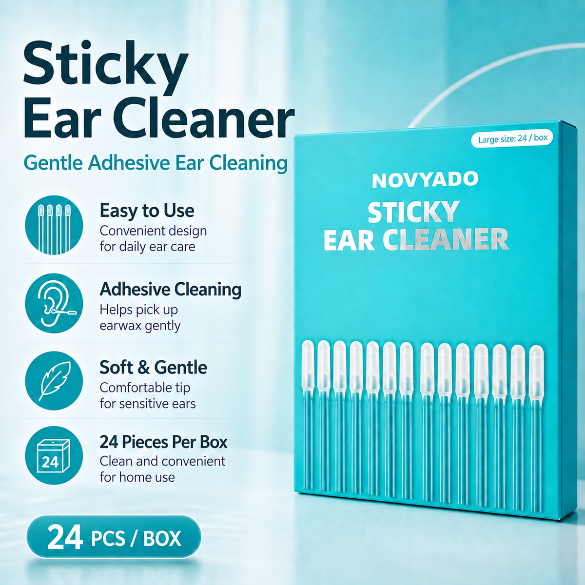 Novyado Reusable Sticky Ear Cleaning Sticks — 24 per Box — Novyado main image
