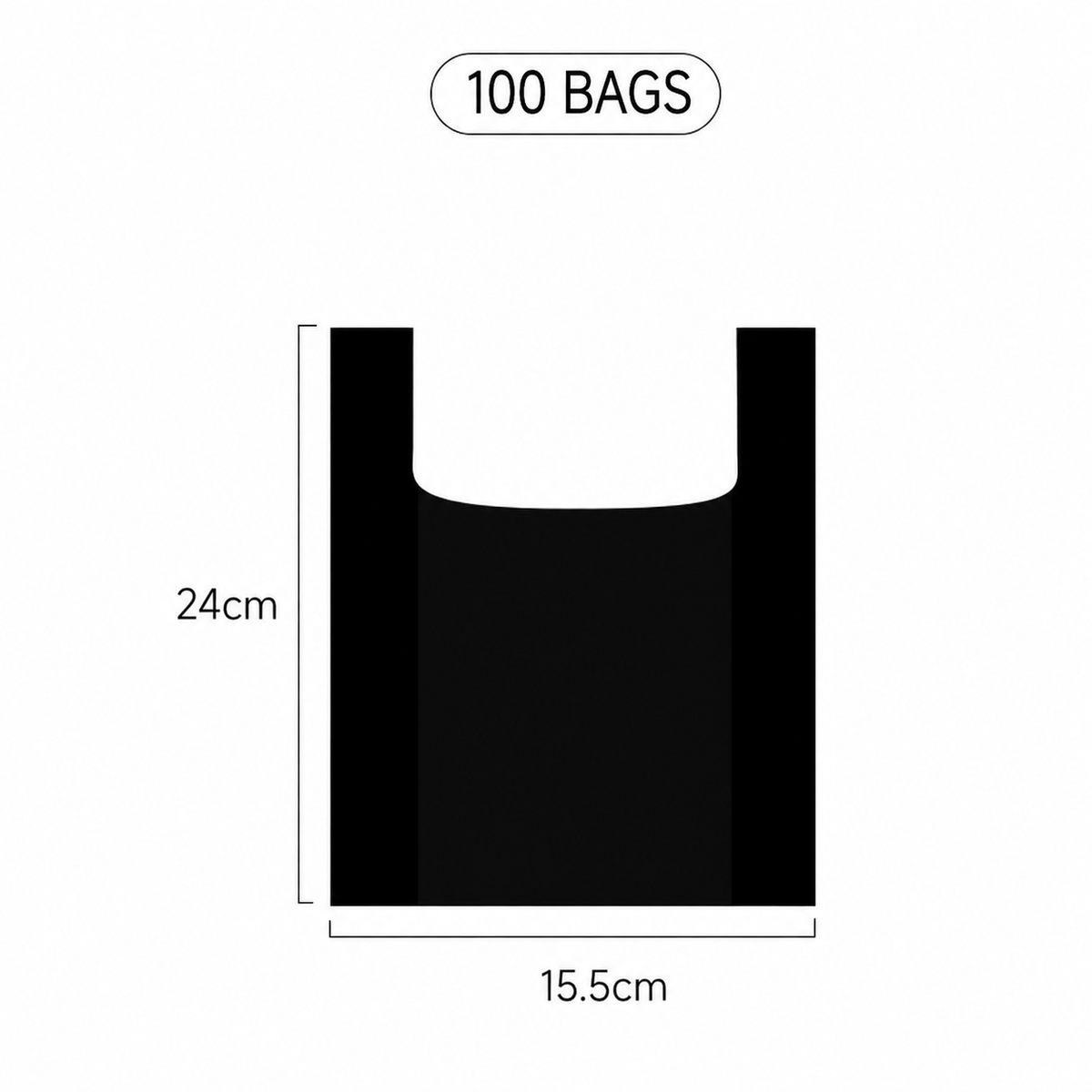Black pet waste bags - 100 pack - size diagram